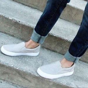 Gray slide on sneakers